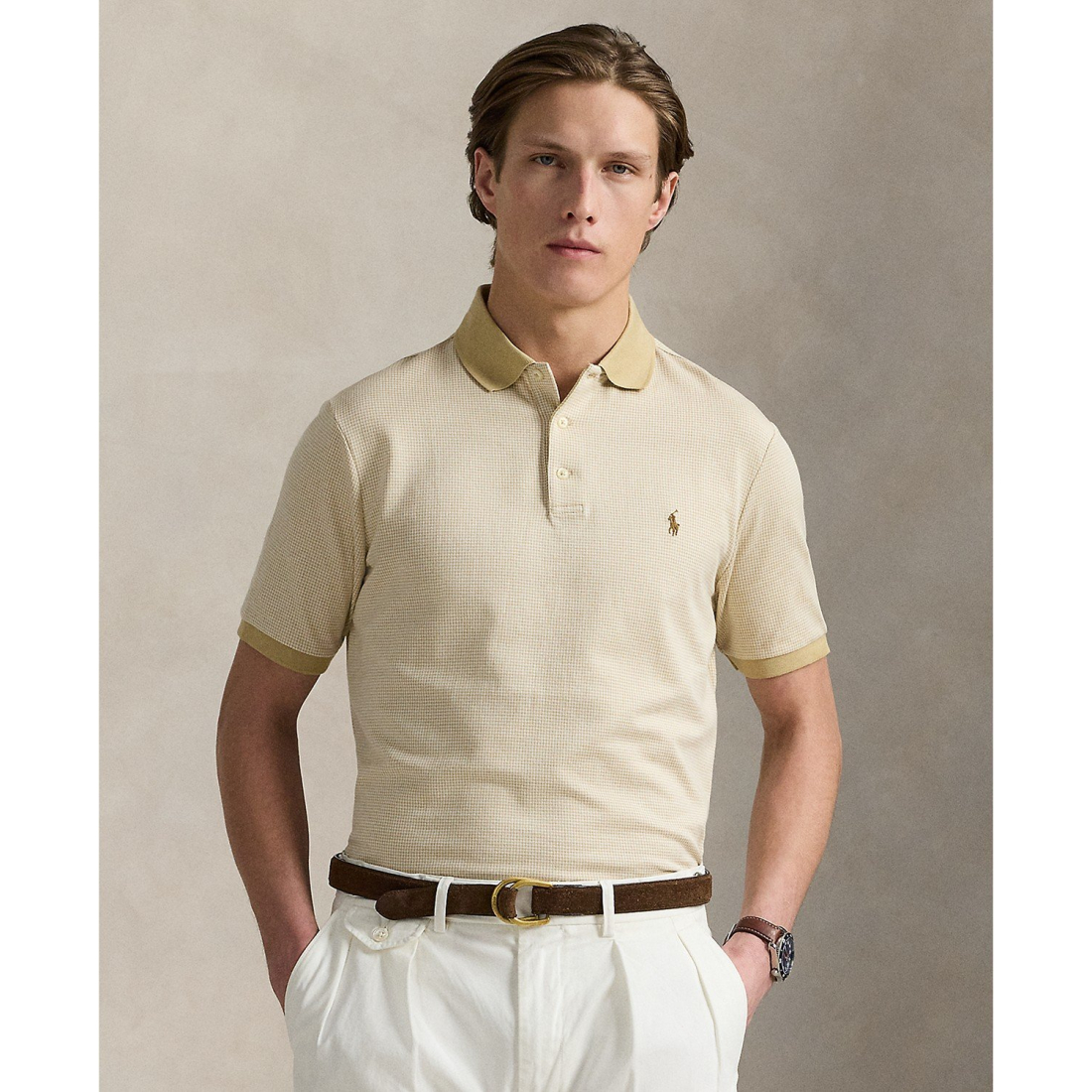 'Classic Houndstooth Jersey Polo Shirt' pour Hommes