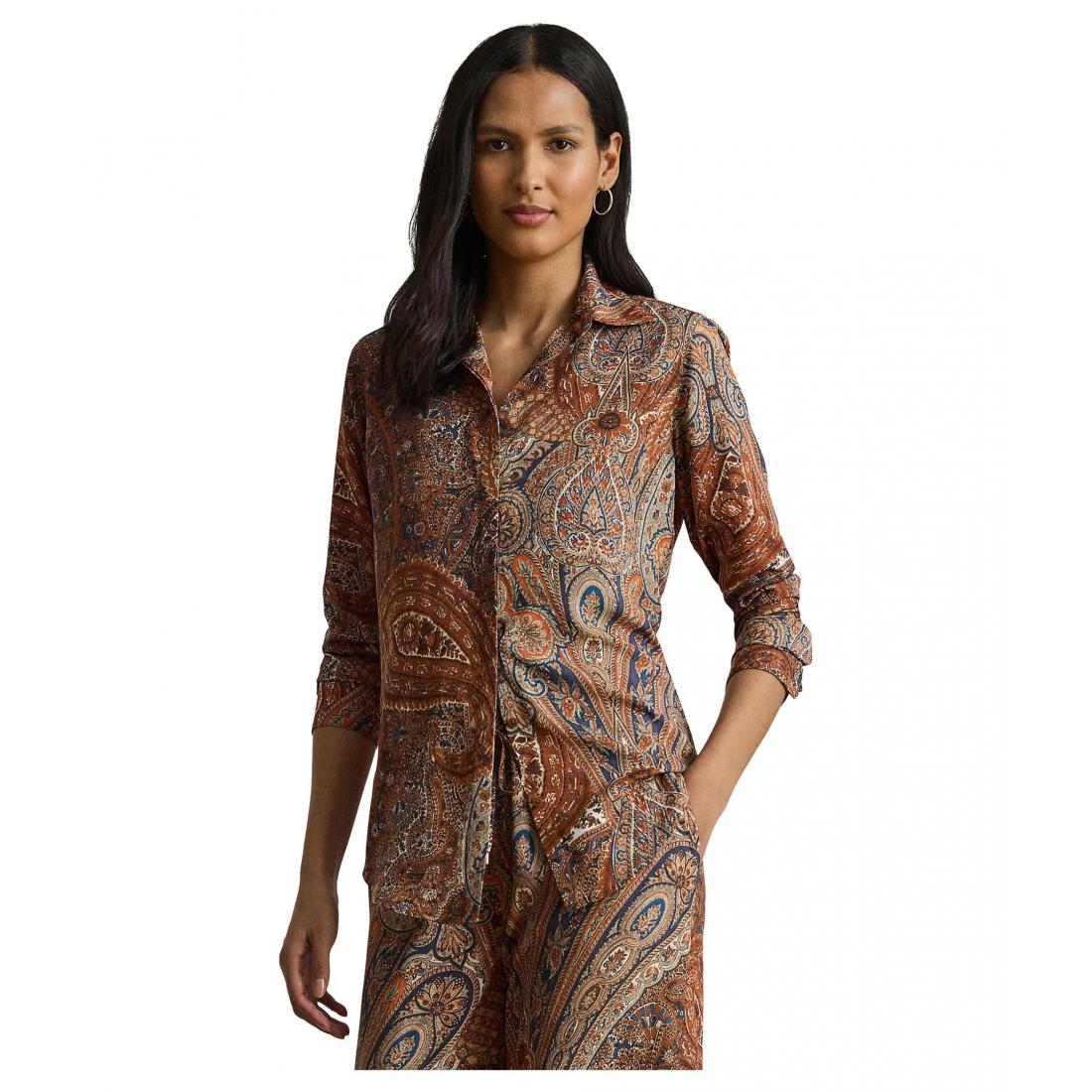 'Classic Fit Paisley Crepe Shirt' pour Femmes