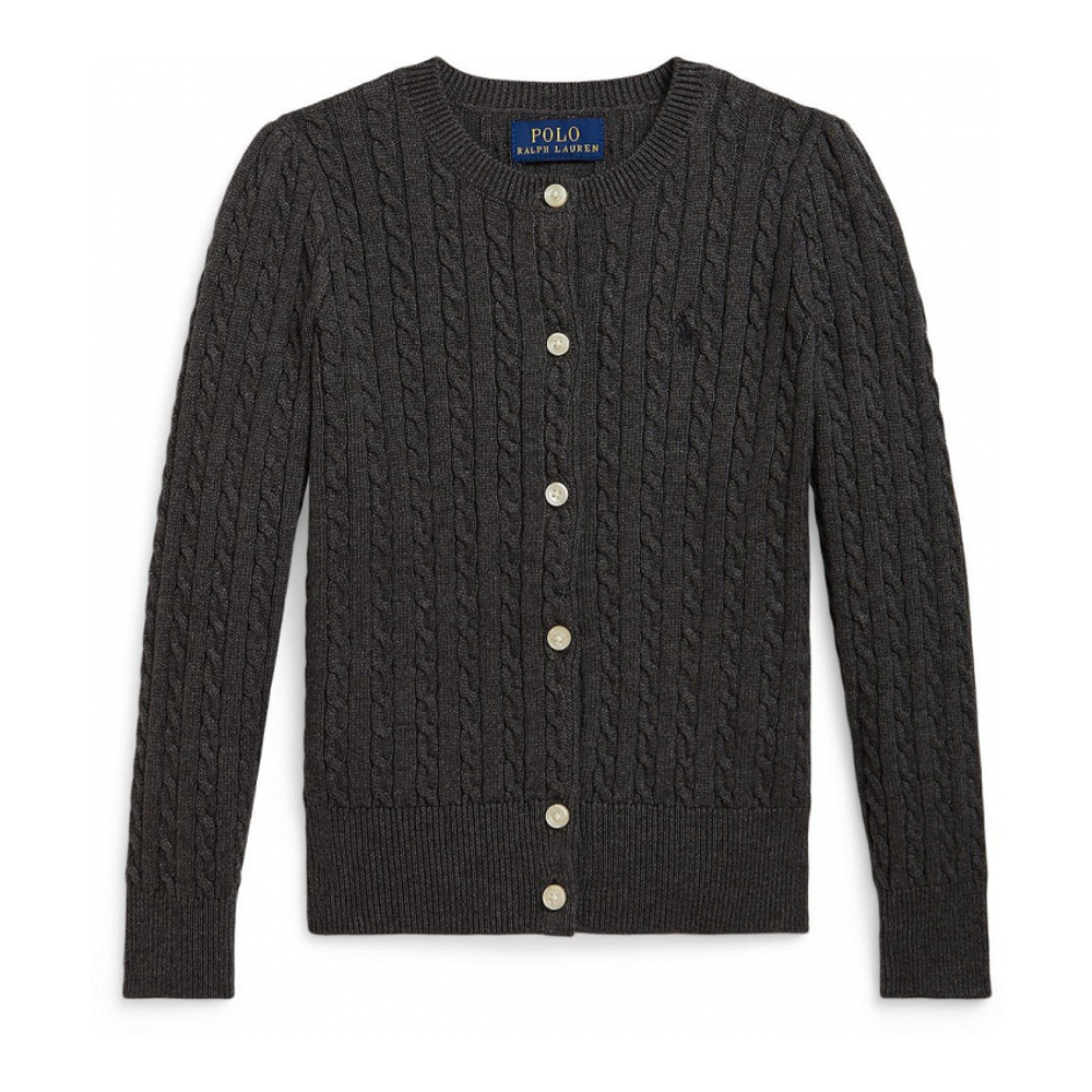 'Girls 2T-6X Mini-Cable Cotton Cardigan'