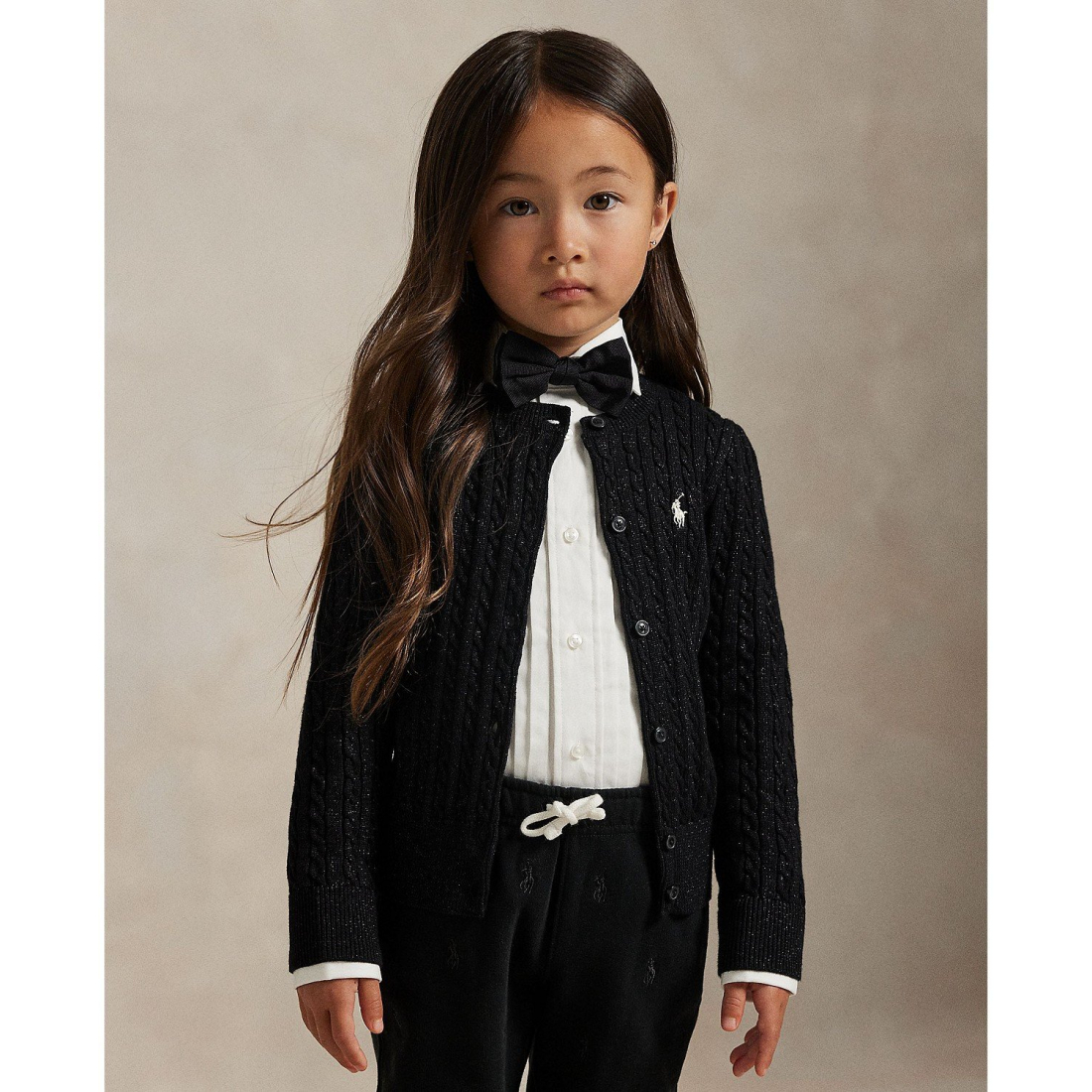 'Girls 2T-6X Metallic Cable Cotton-Blend Cardigan Sweater'