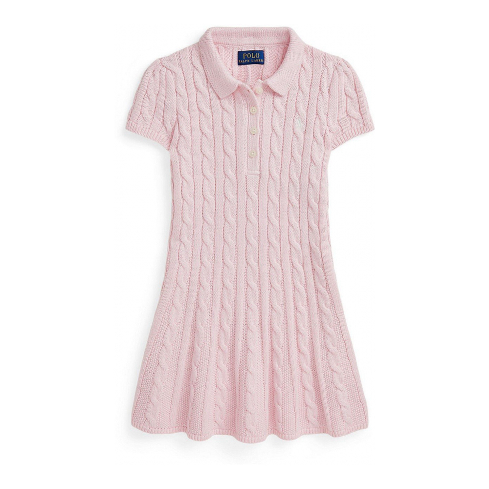 'Girls' 2T-6X Cable-Knit Cotton Polo Sweater Dress'