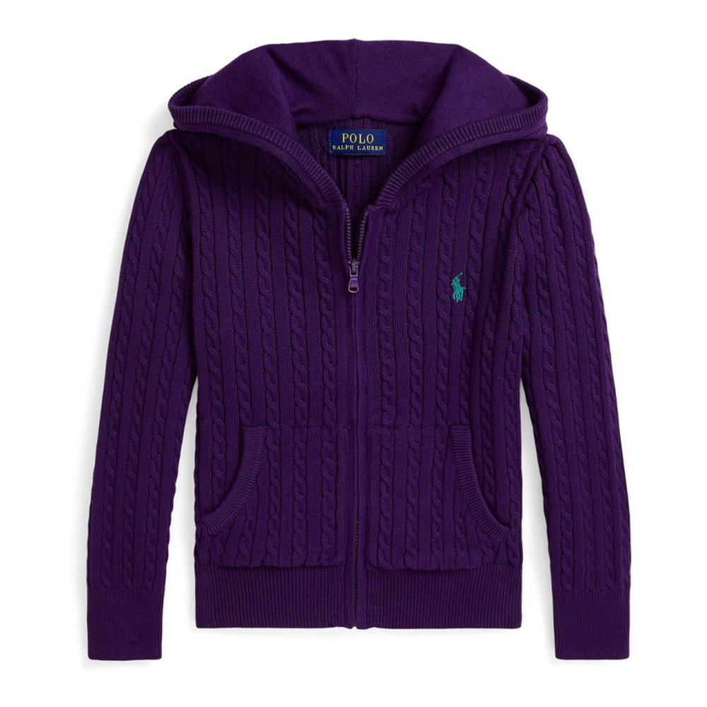 'Girls 2T-6X Mini-Cable Cotton Full-Zip Hoodie'