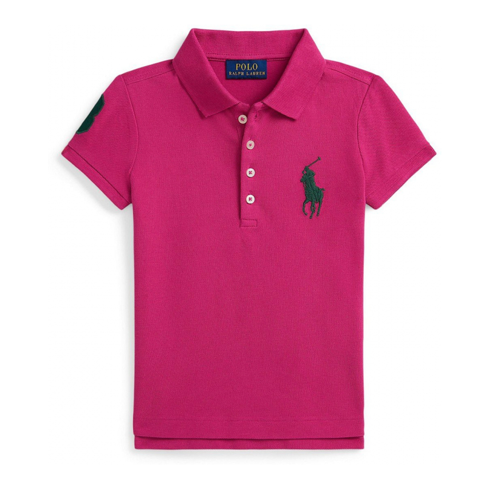 'Girls 2T-6X Big Pony Stretch Mesh Polo Shirt'
