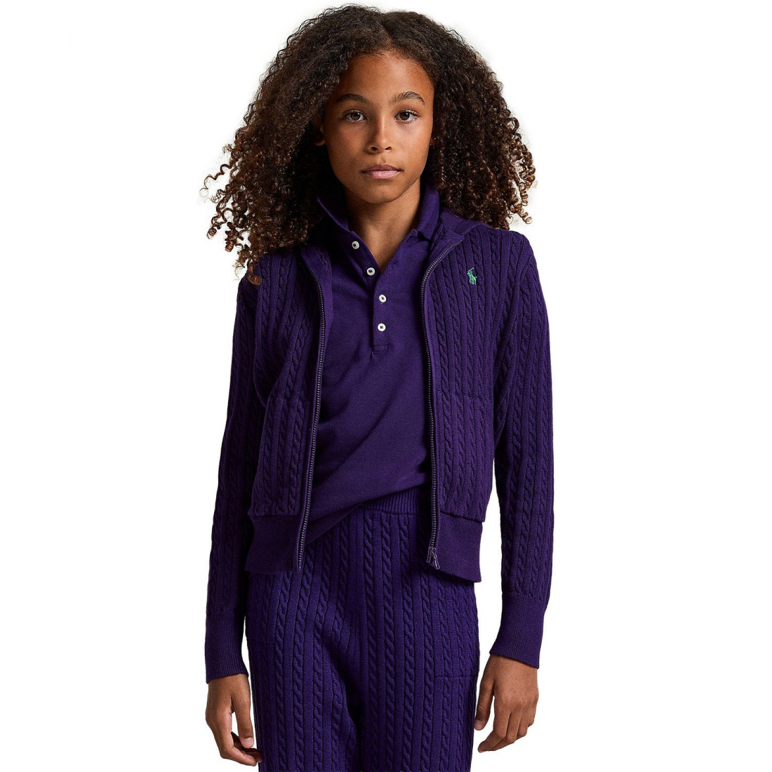 'Girls 7-16 Mini-Cable Full-Zip Hoodie'