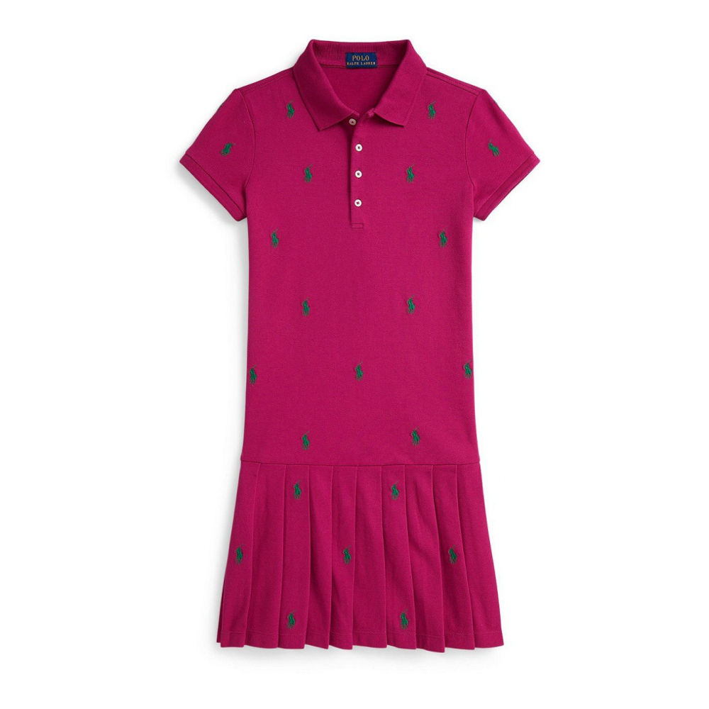 'Girls 7-16 Polo Pony Stretch Mesh Polo Dress'