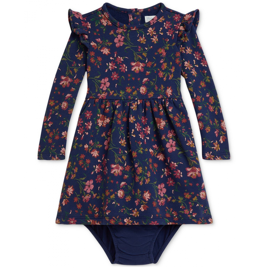 'Baby Girls Floral Fleece Dress'