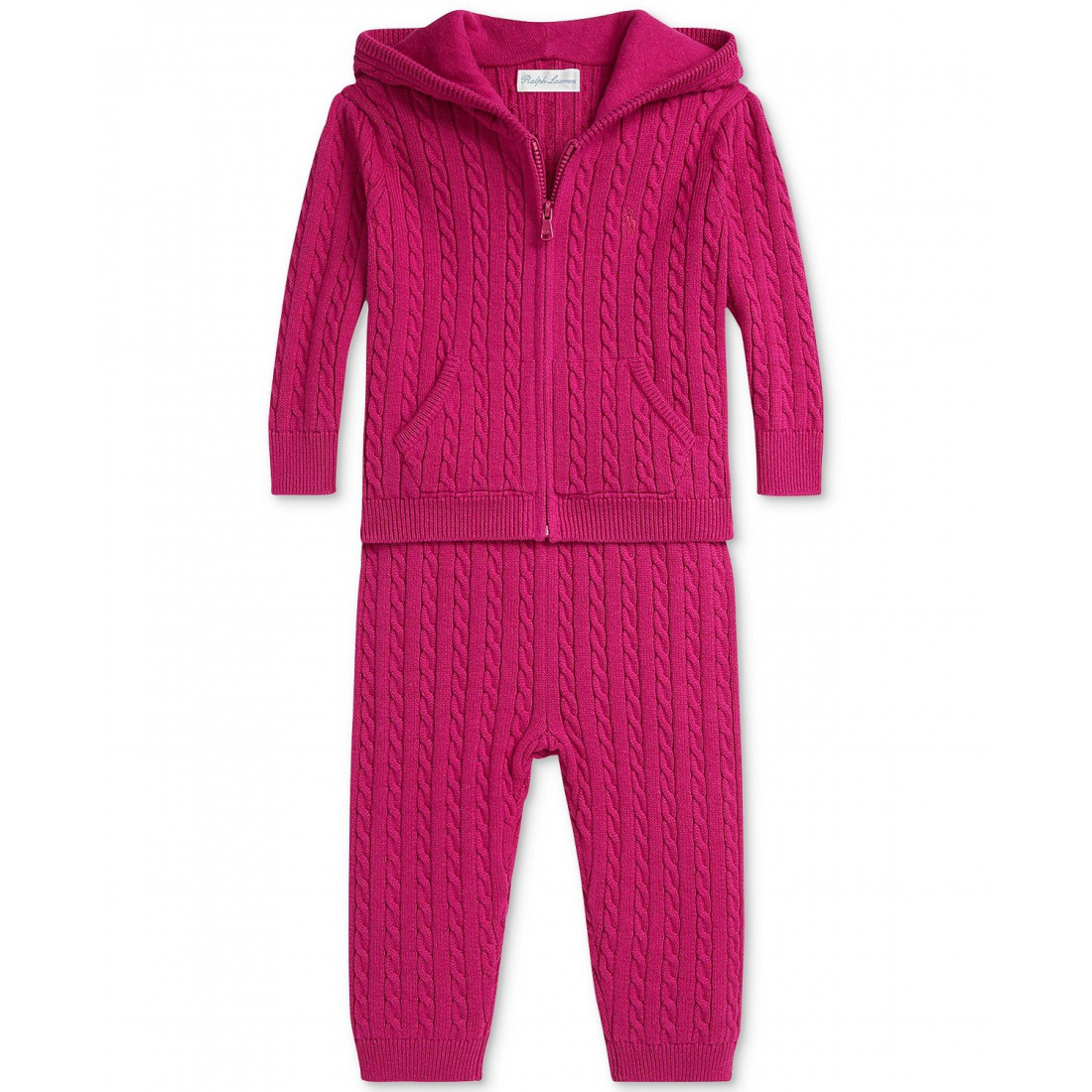 'Baby Girls 2-Pc. Mini Cable-Knit Hoodie & Pant Set'