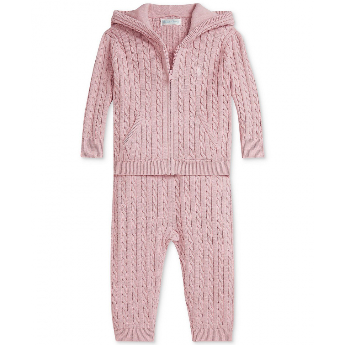 'Baby Girls 2-Pc. Mini Cable-Knit Hoodie & Pant Set'