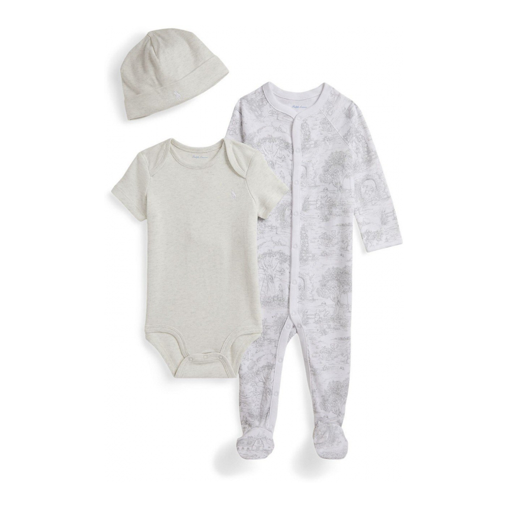 'Baby Boys and Girls Toile Cotton 3-Piece Gift Set'