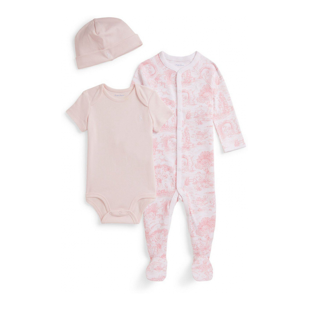 'Baby Boys and Girls Toile Cotton 3-Piece Gift Set'