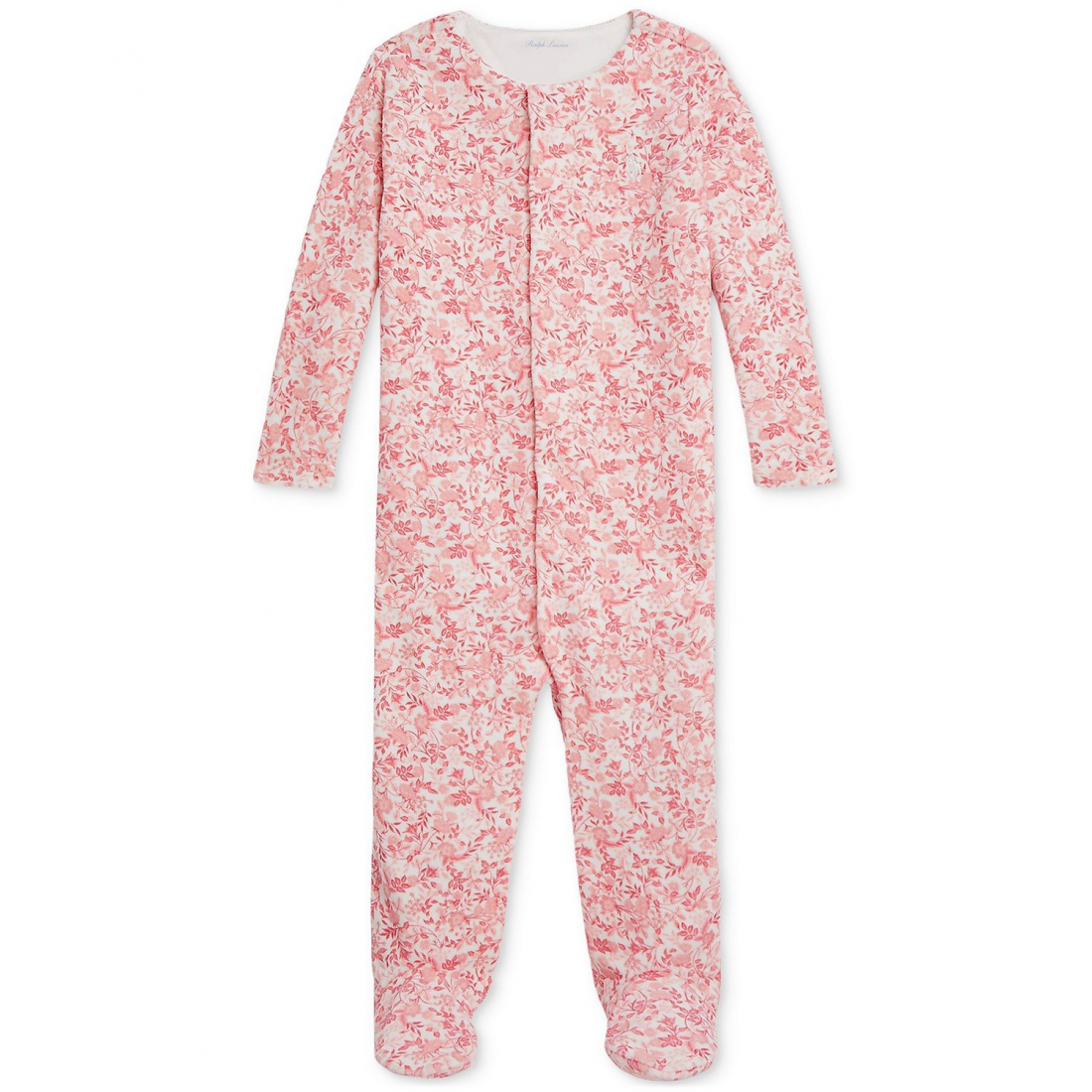 'Baby Girls Floral Velour Coverall'