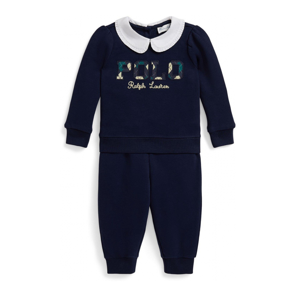 'Baby Girls' Argyle-Logo Fleece Sweatshirt and Pants, 2-Piece Set'