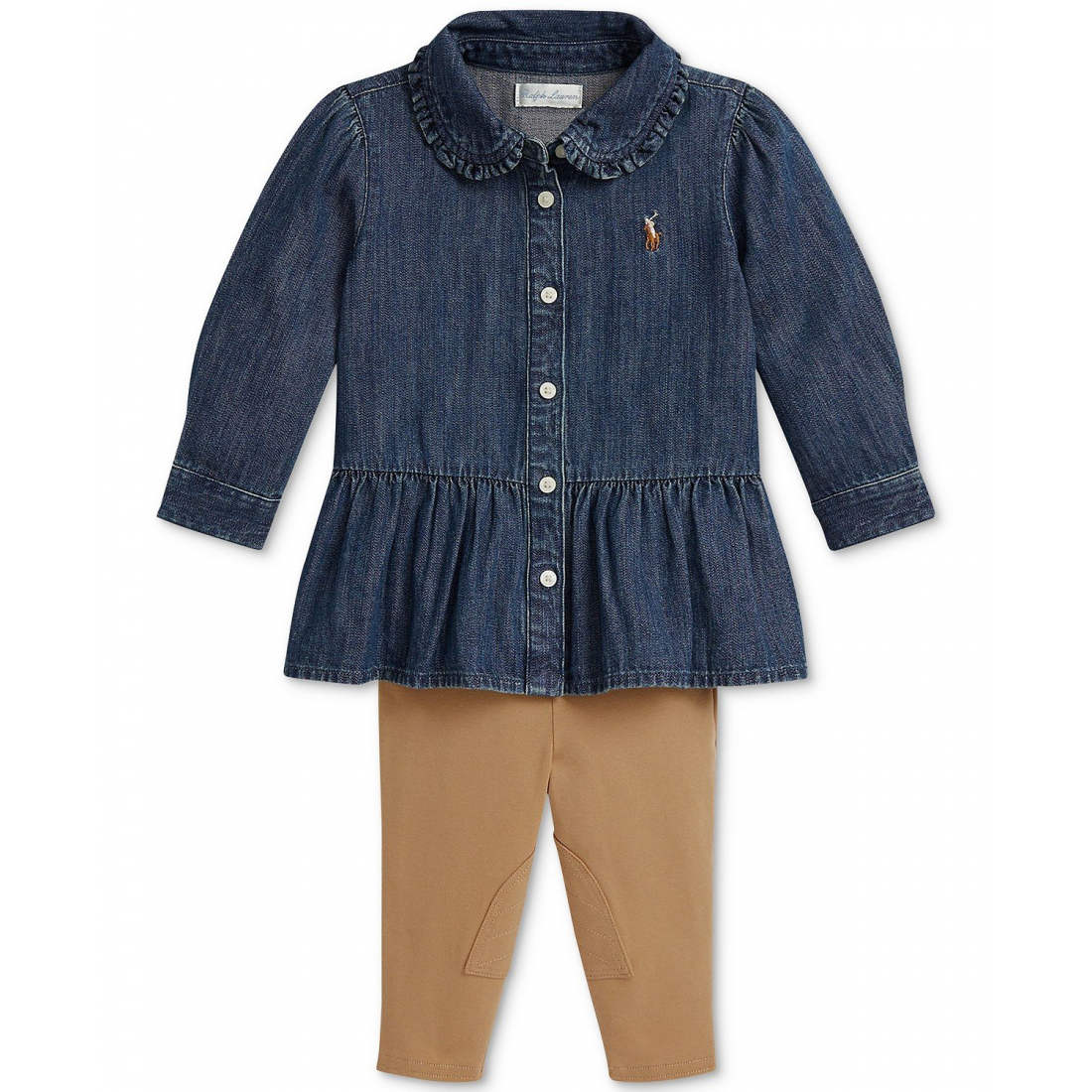 'Baby Girls Denim Peplum Shirt & Leggings Set'