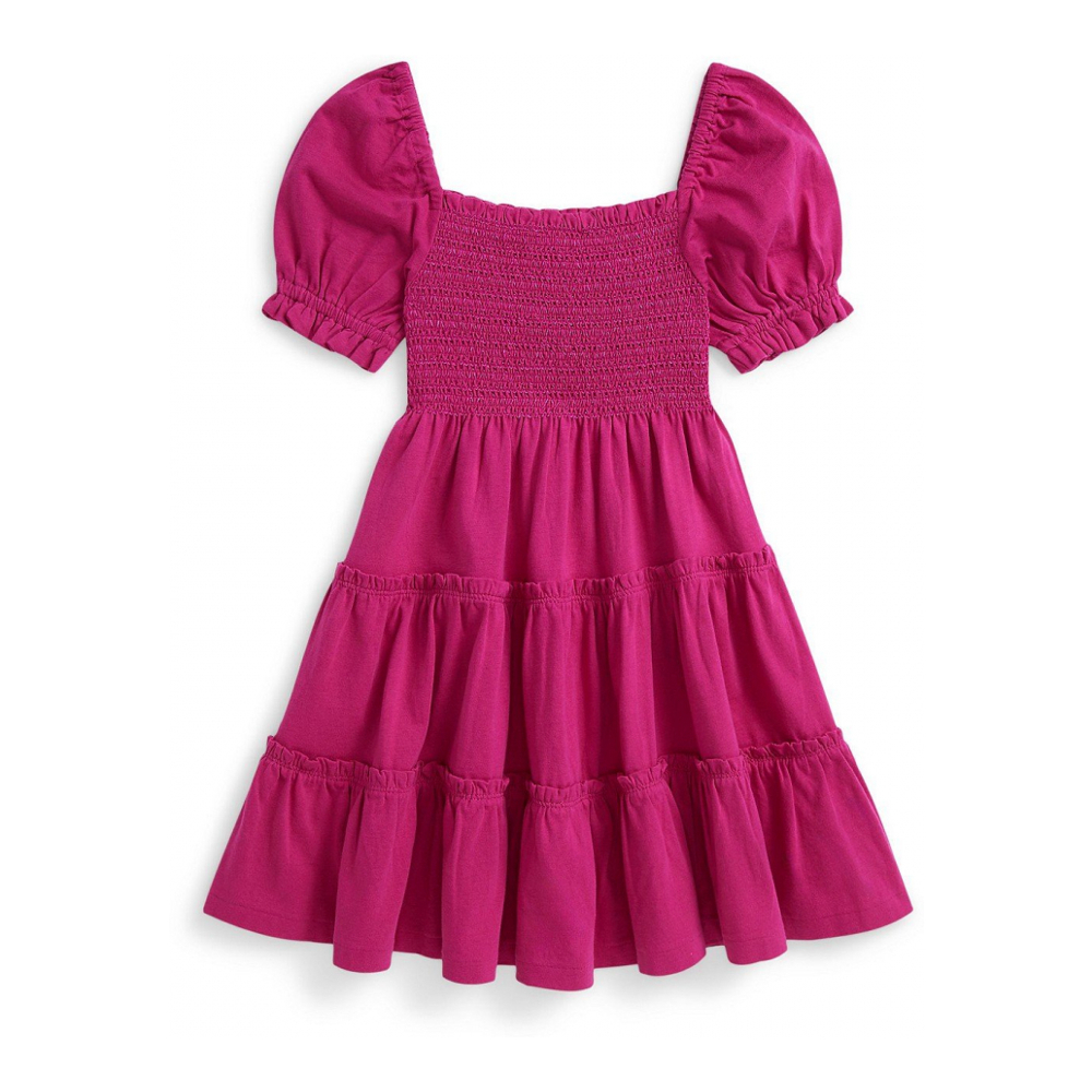 'Girls' 2T-6X Smocked Square Neck Dress'