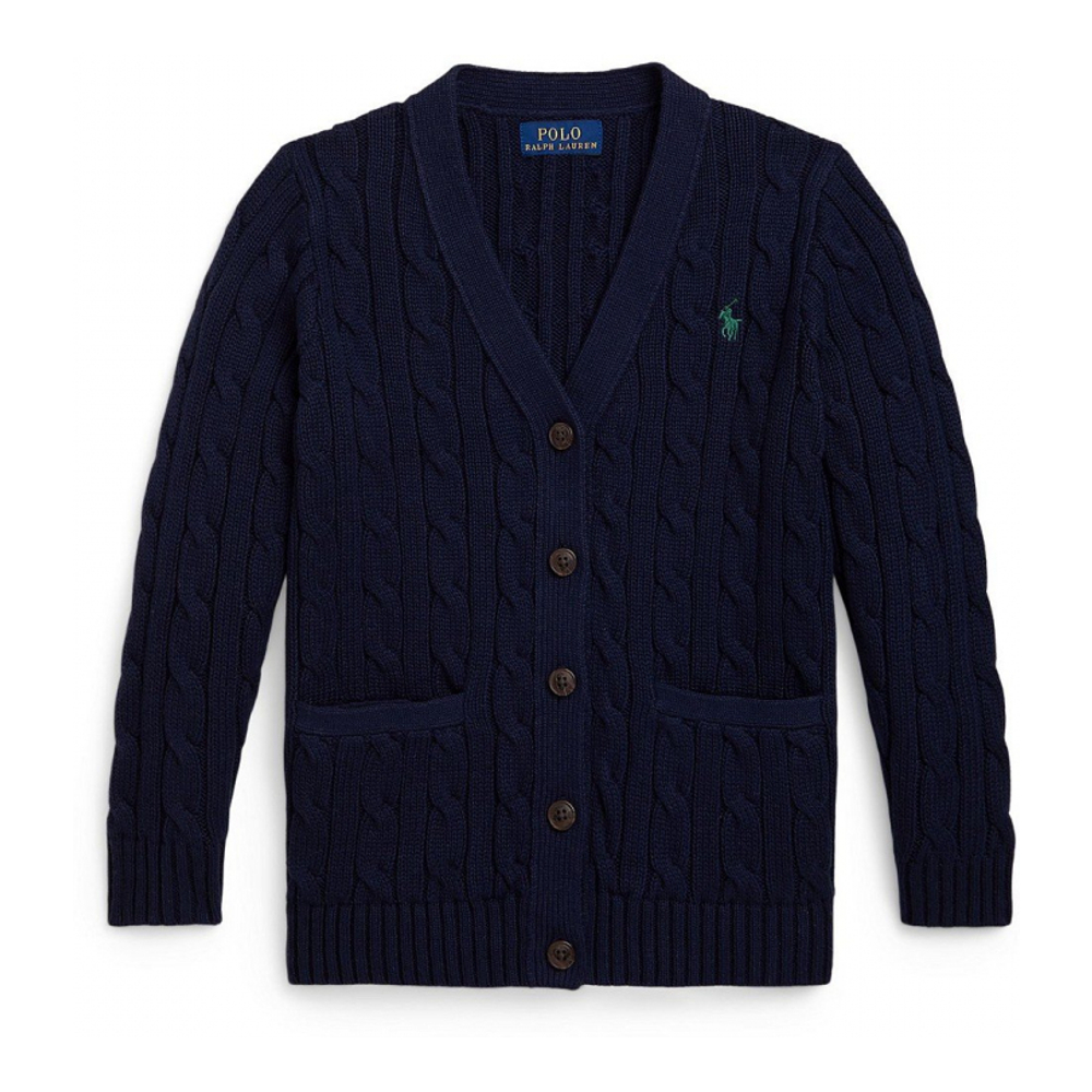 'Girls' 2T-6X Cable V-Neck Cardigan'