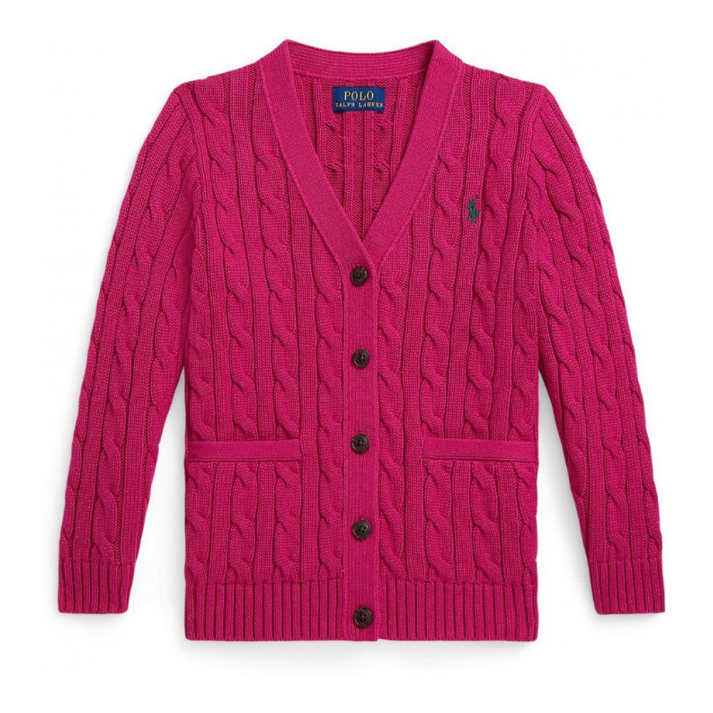 'Girls' 2T-6X Cable V-Neck Cardigan'