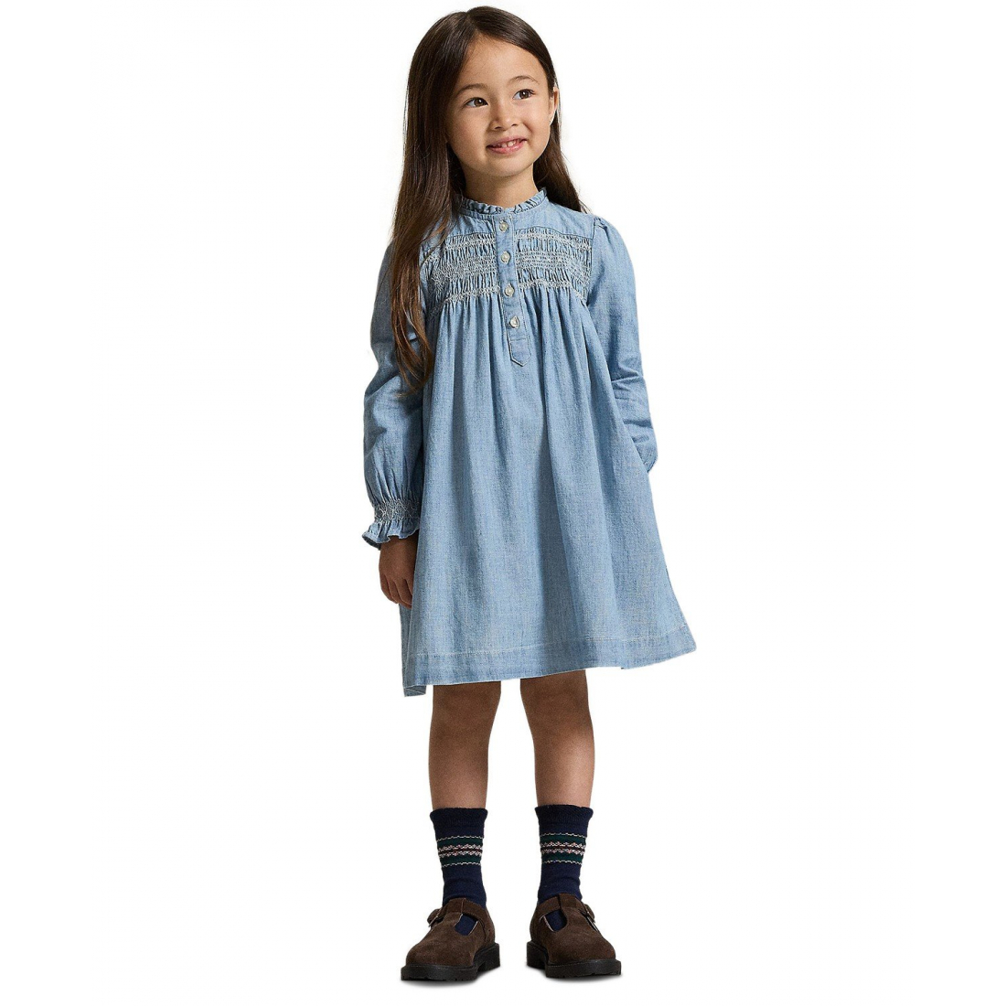 'Girls' 2T-6X Smocked Round Neck Dress'