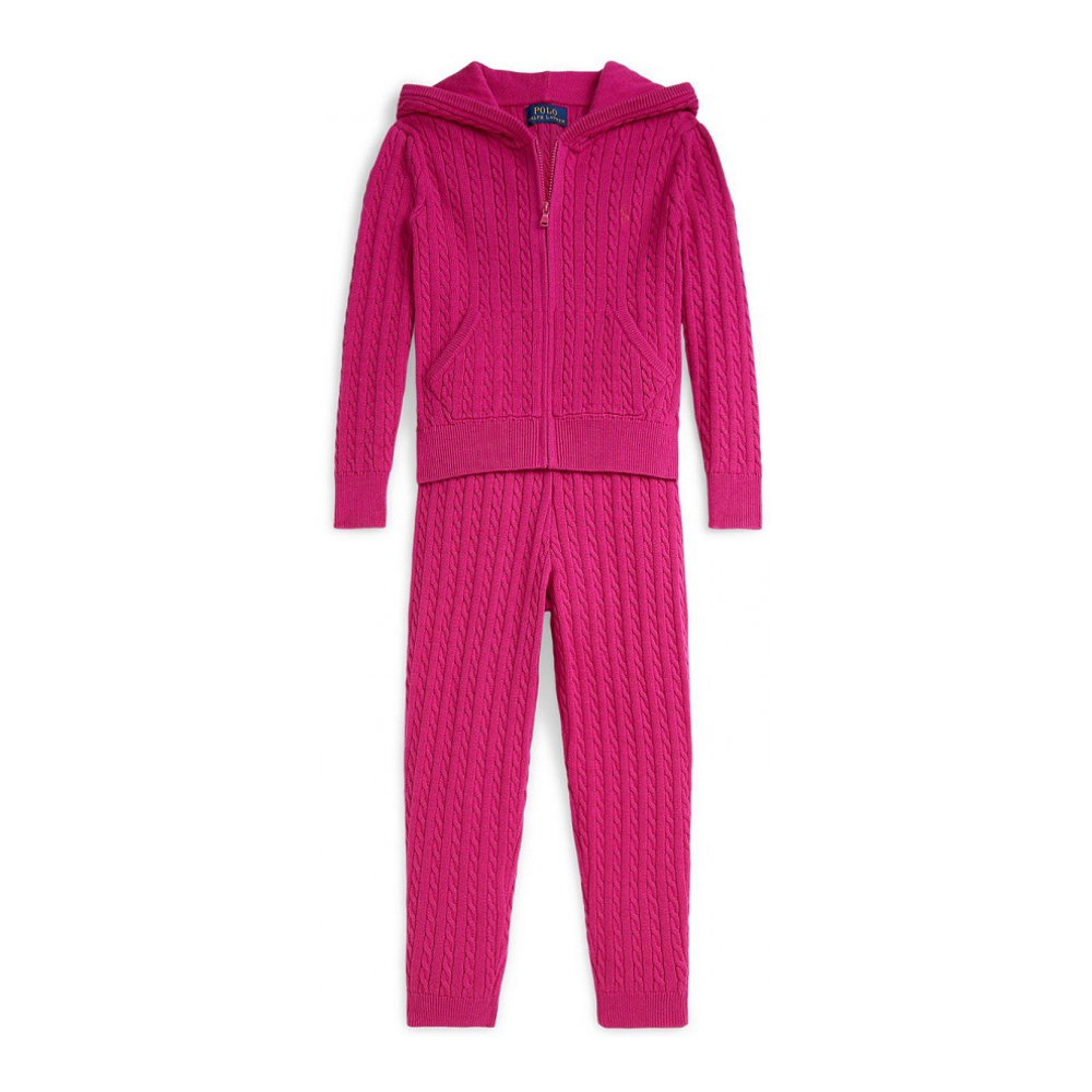 'Girls' 2T-6X Mini-Cable Full-Zip Hoodie and Pants, 2-Piece Set'