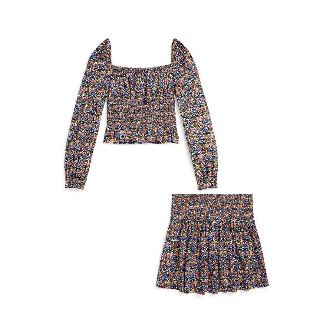 'Girls' 7-16 Floral Smocked Top and Skirt, 2-Piece Set'
