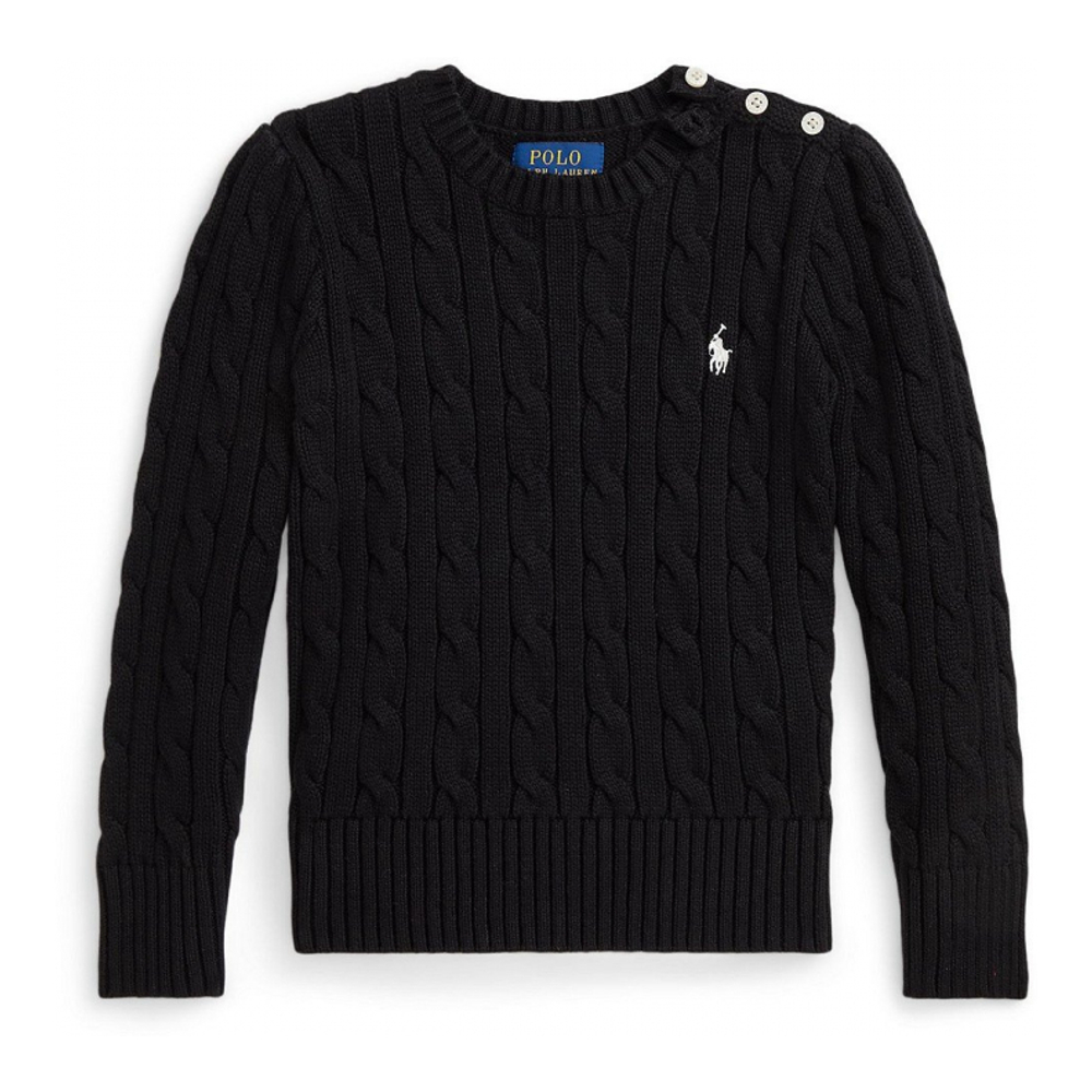 'Girls' 2T-6X Crewneck Cable Knit Sweater'