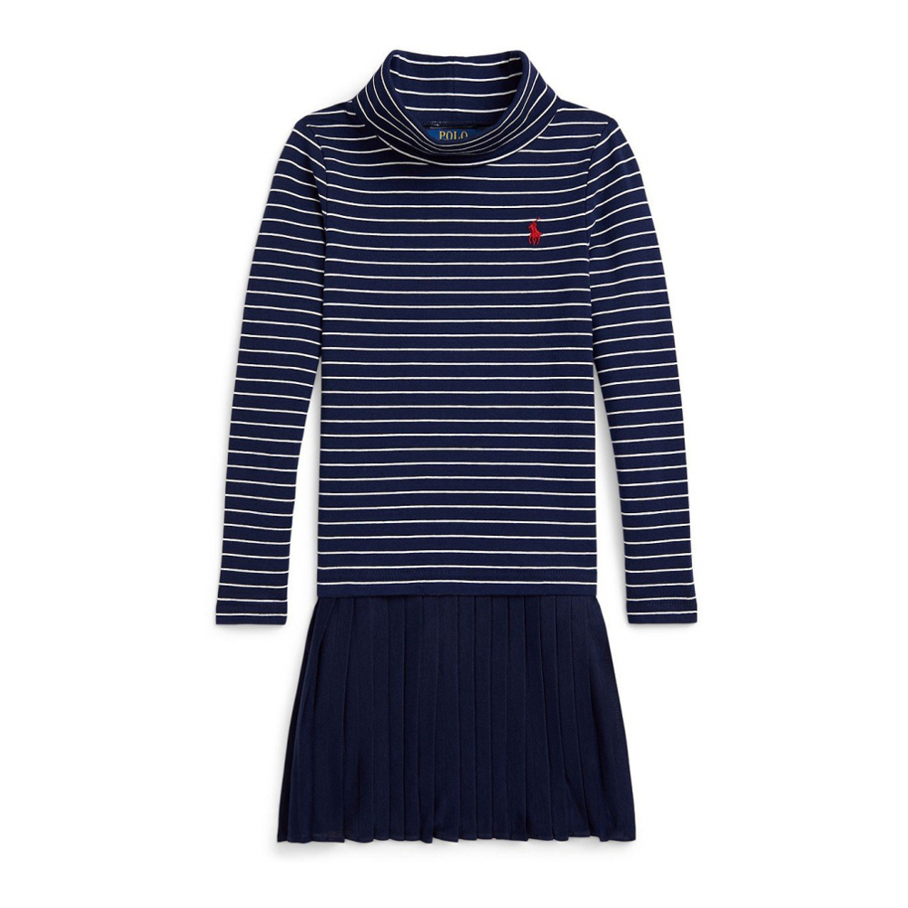 'Girls' 2T-6X Striped Stretch Turtleneck Dress'
