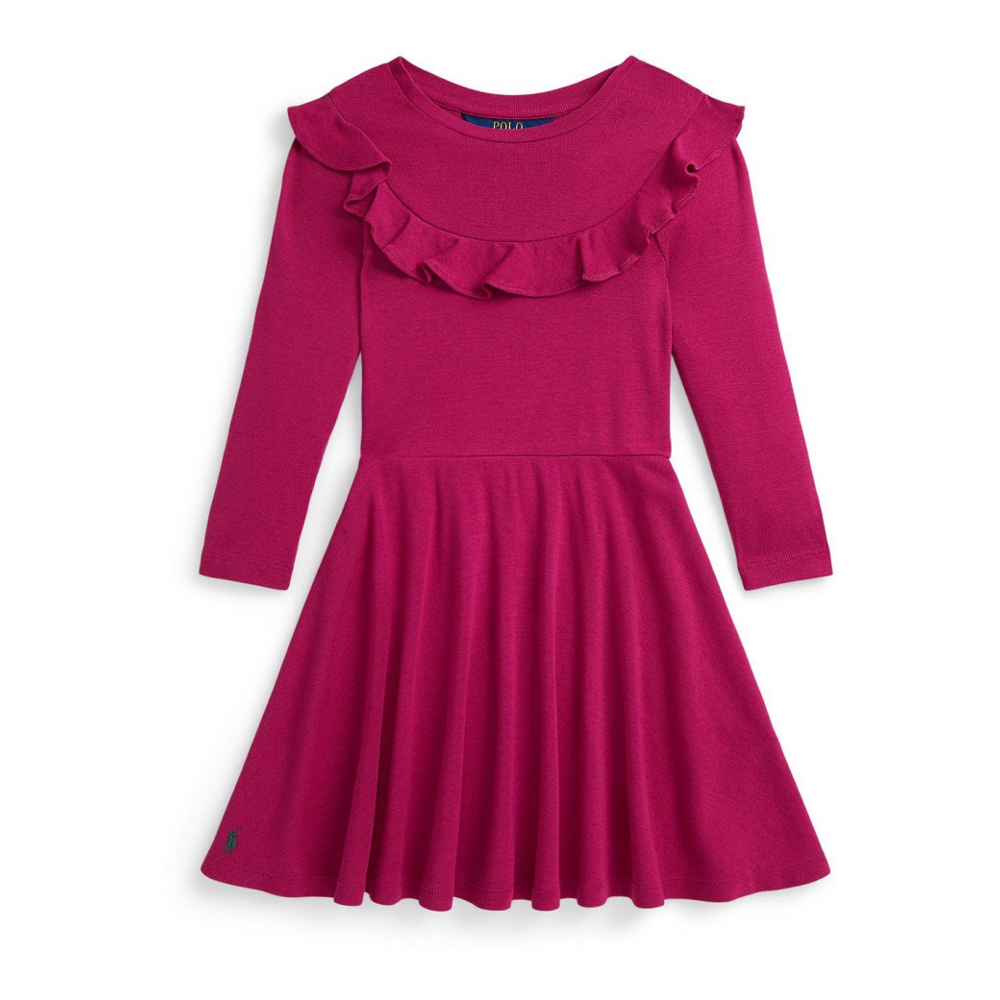 'Girls' 2T-6X Ruffled Long-Sleeve Dress'