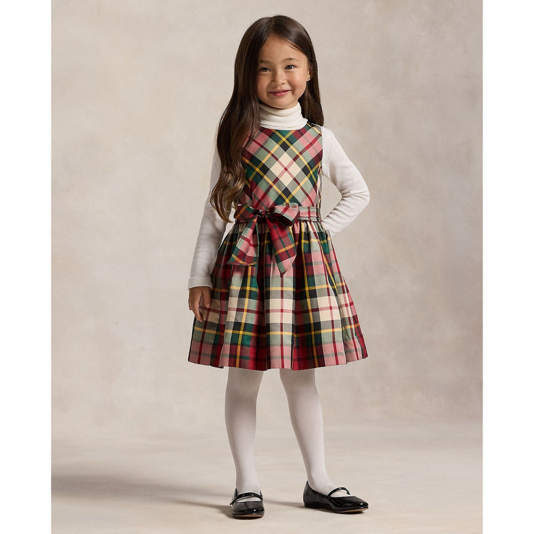 'Girls' 2T-6X Plaid Taffeta Sleeveless Dress'
