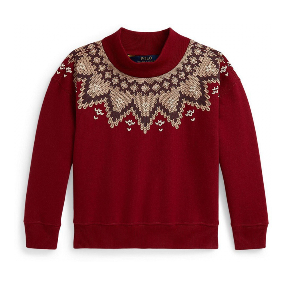 'Girls' 2T-6X Long-Sleeve Fair Isle Boxy Sweatshirt'