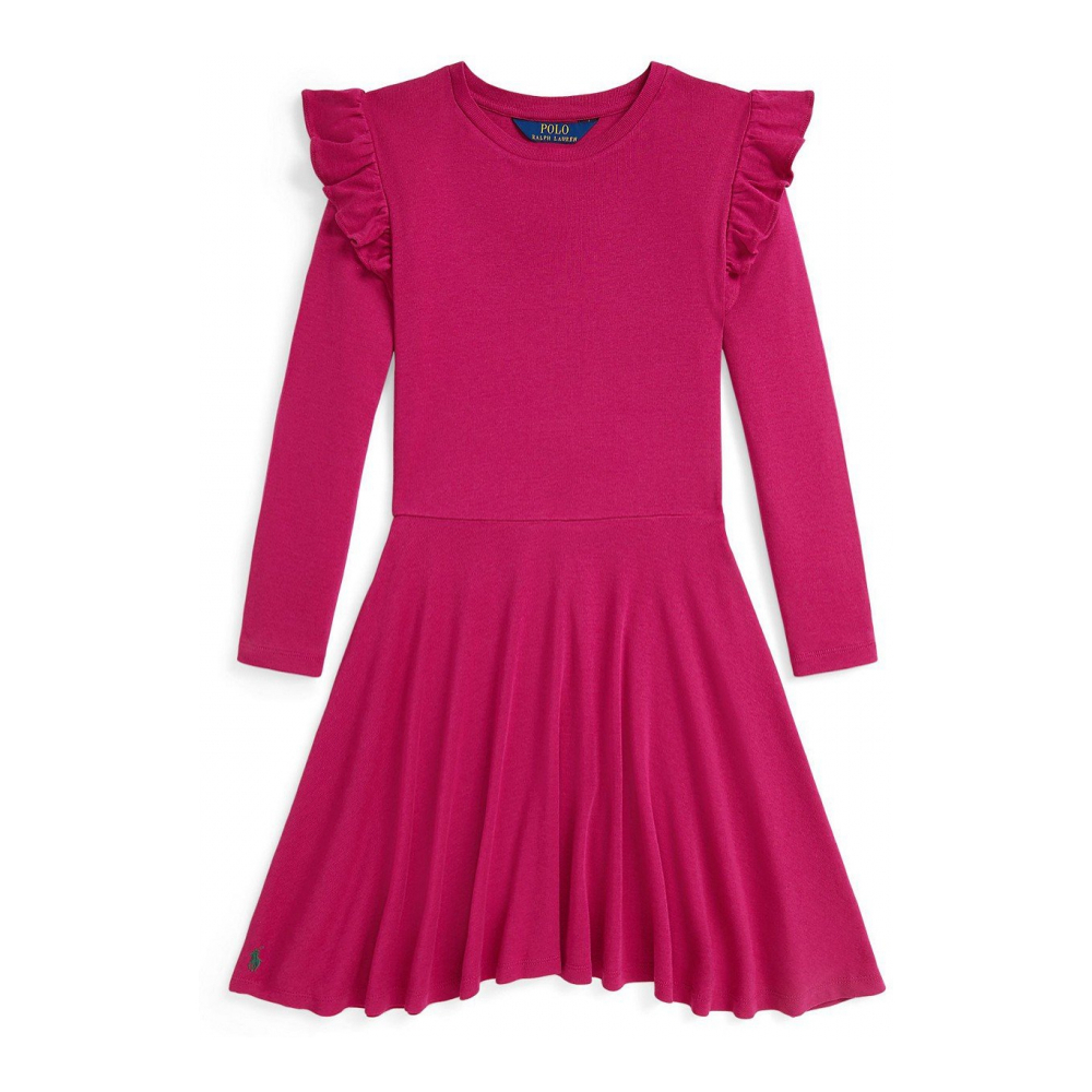 'Girls' 7-16 Long-Sleeve Ruffled Ribbed Dress'