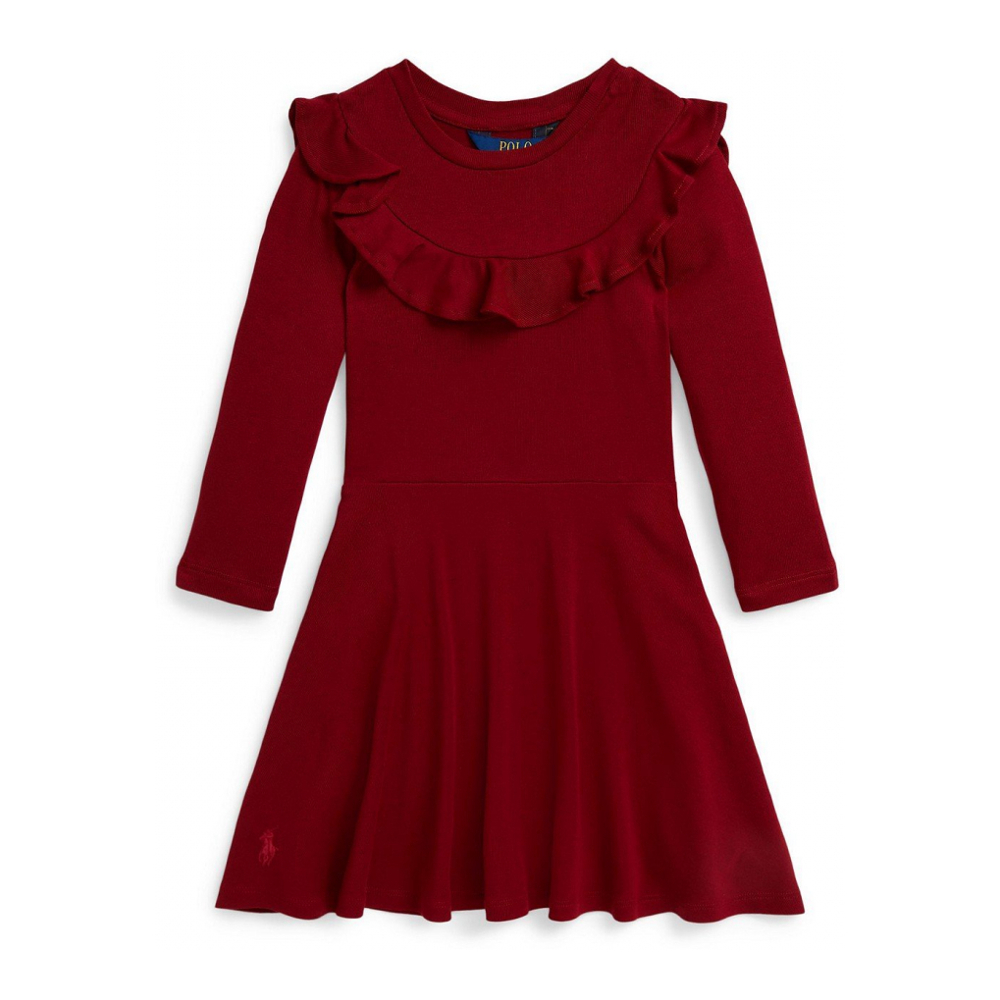 'Girls 2T-6X Ruffled Long Sleeve Dress'
