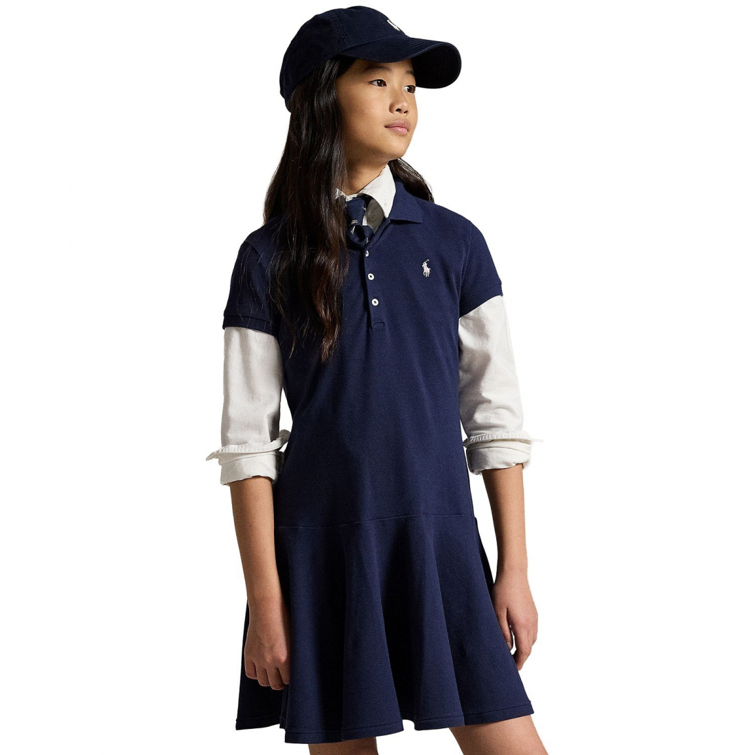 'Girls 7-16 Cotton Mesh Short-Sleeve Polo Dress'