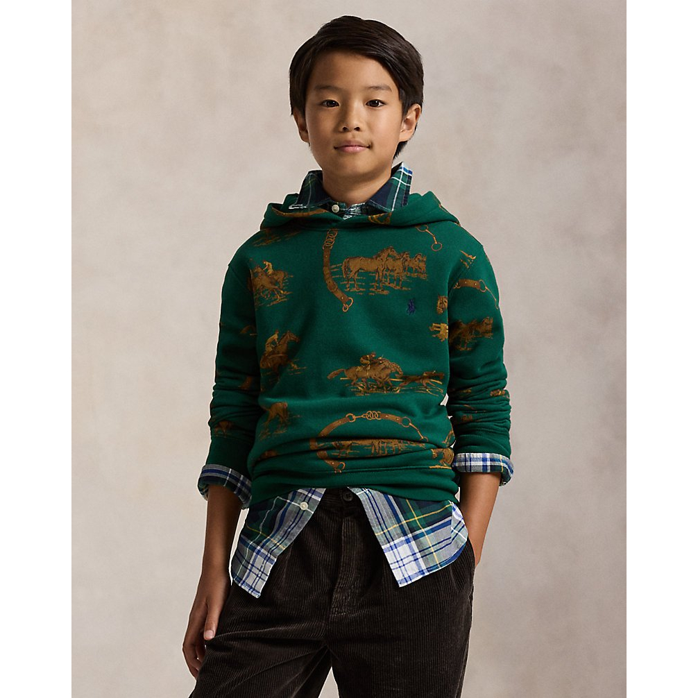 'Equestrian-Print Fleece Hoodie' pour Garçons