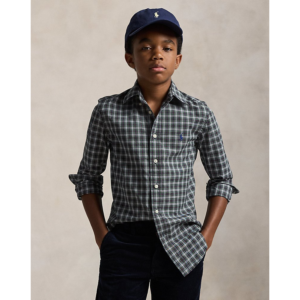 'Plaid Cotton Poplin Shirt' pour Garçons