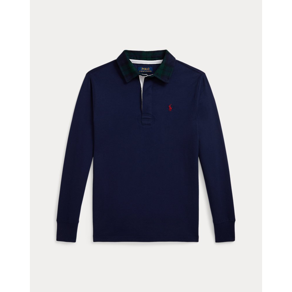 'Plaid-Collar Cotton Jersey Rugby Shirt' pour Garçons