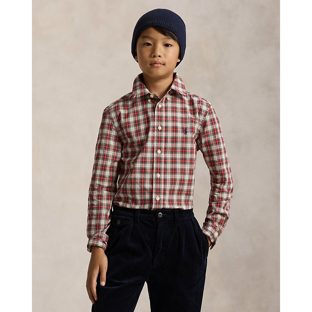 'Plaid Cotton Poplin Shirt' pour Garçons