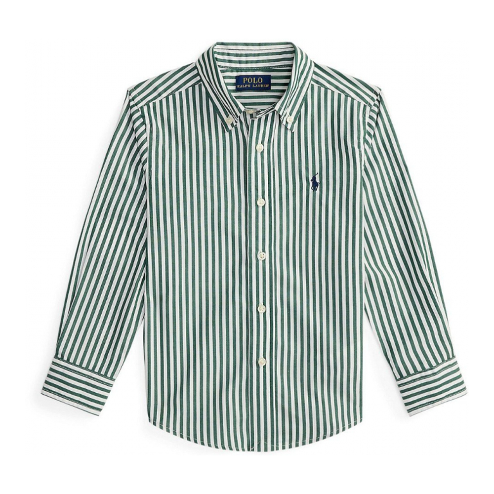 'Striped Cotton Poplin Shirt' pour Garçons
