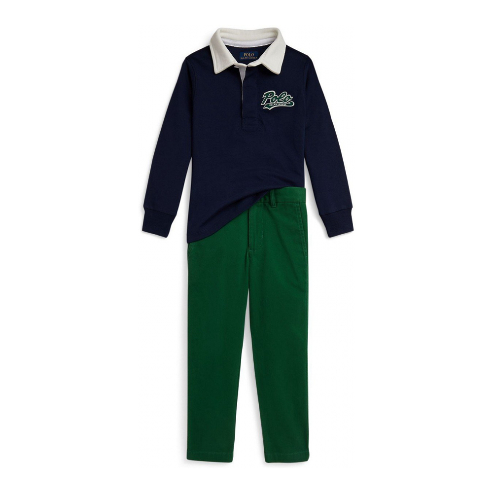 'Logo Rugby Shirt Twill Pants Set' pour Garçons