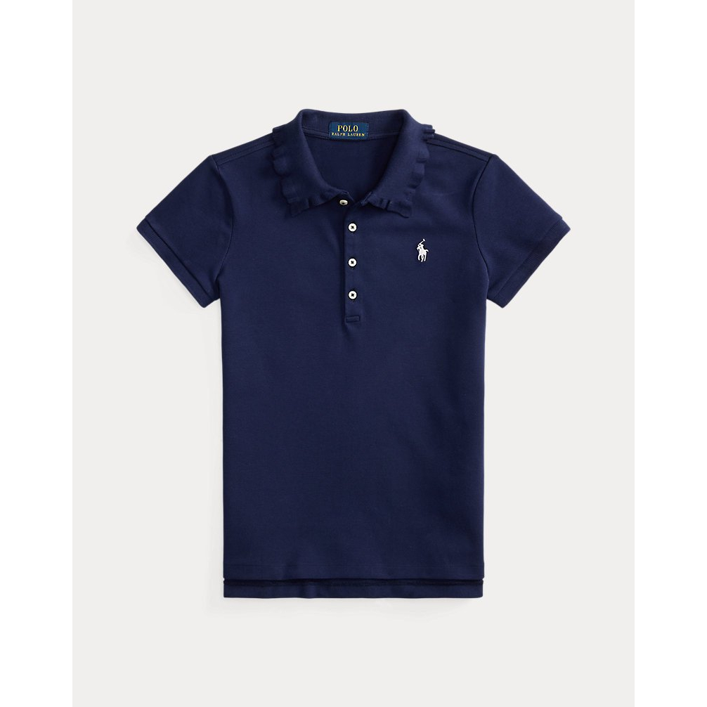 'Stretch Mesh Ruffled Polo Shirt' pour Filles
