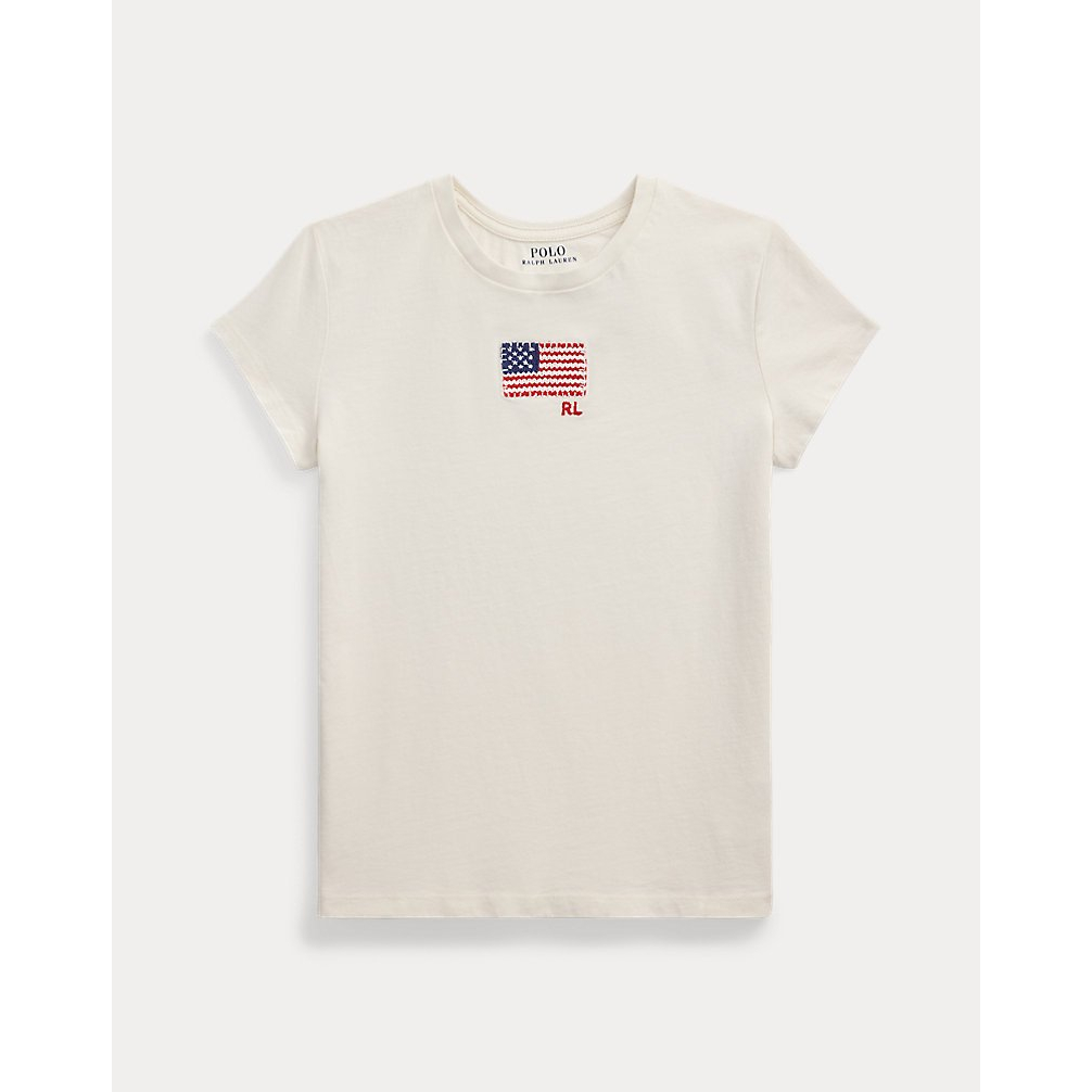 'Flag-Appliqué Cotton Jersey Tee' pour Filles