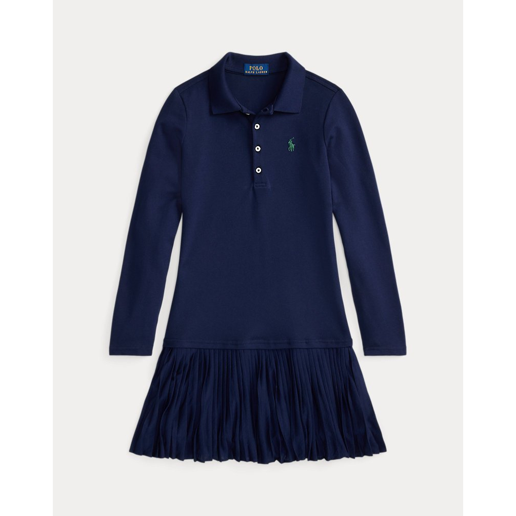 'Pleated Stretch Mesh Polo Dress' pour Filles