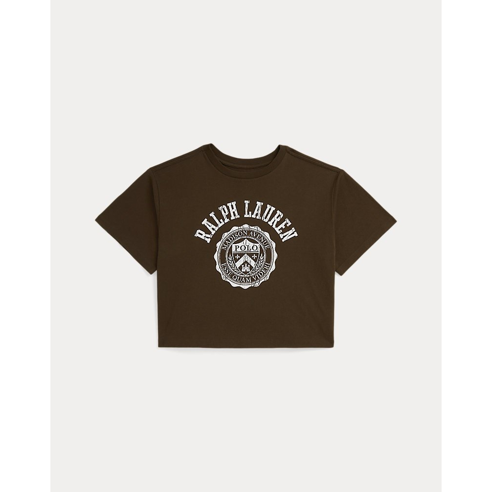 'Logo Crest Cotton Jersey Boxy Tee' pour Filles