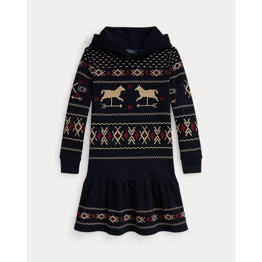 'Patterned Fleece Hooded Dress' pour Filles