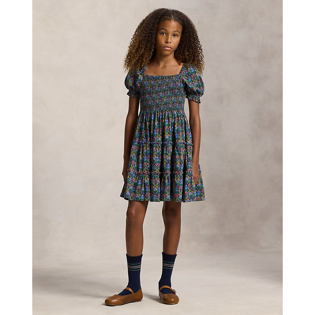 'Floral Smocked Cotton Jersey Dress' pour Filles