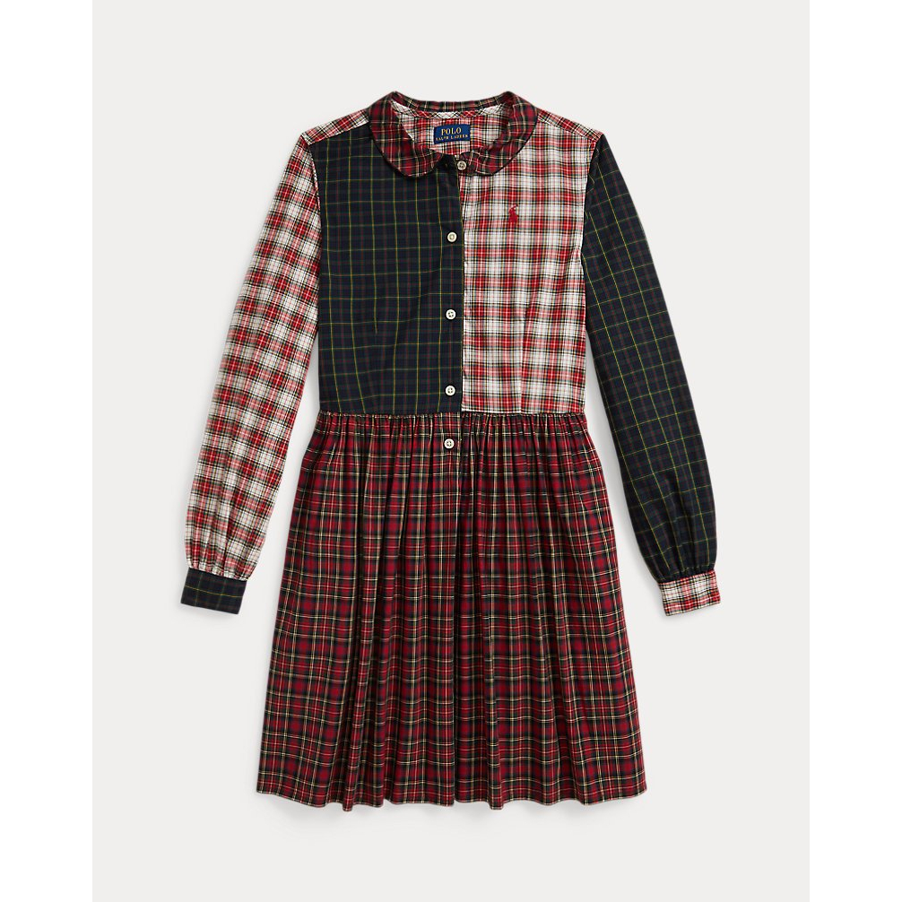 'Plaid Cotton Poplin Shirtdress' pour Filles
