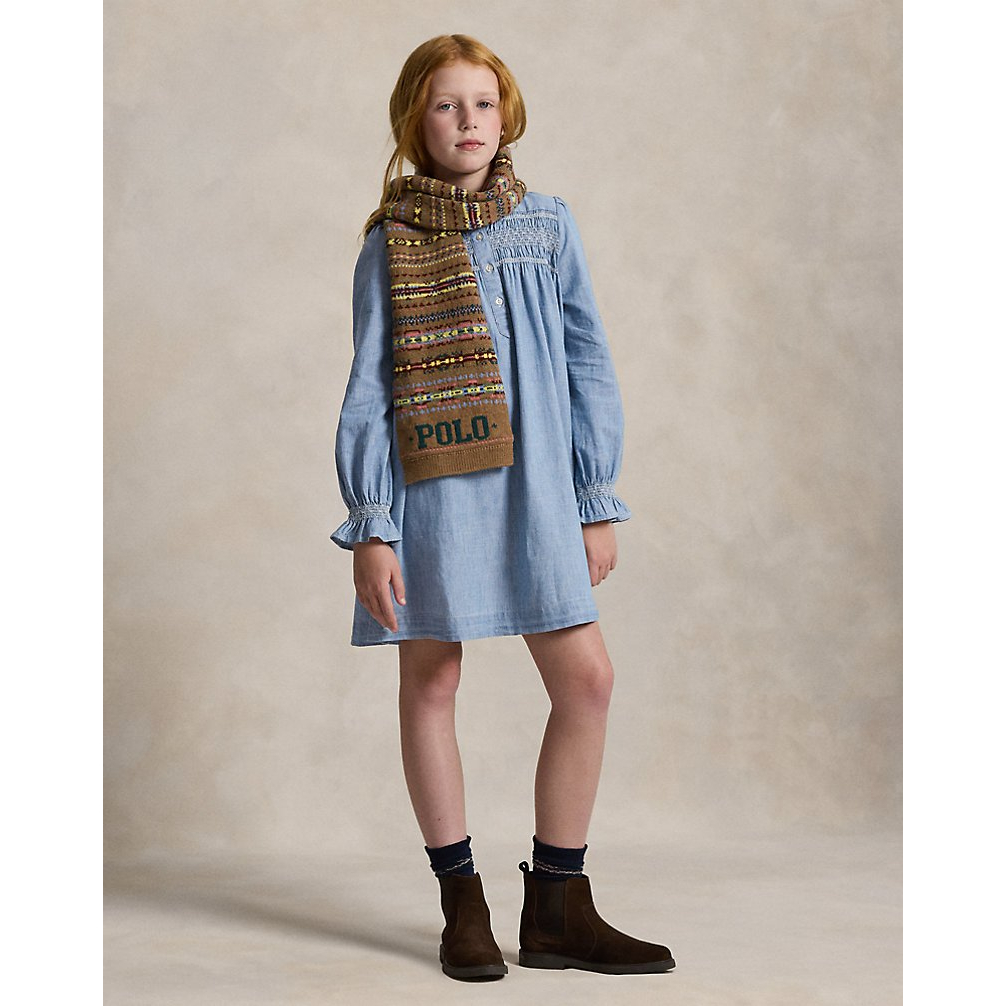 'Smocked Indigo Chambray Dress' pour Filles