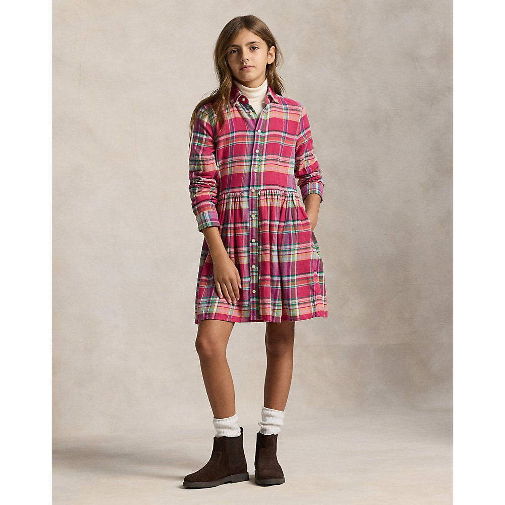 'Plaid Cotton Madras Shirtdress' pour Filles