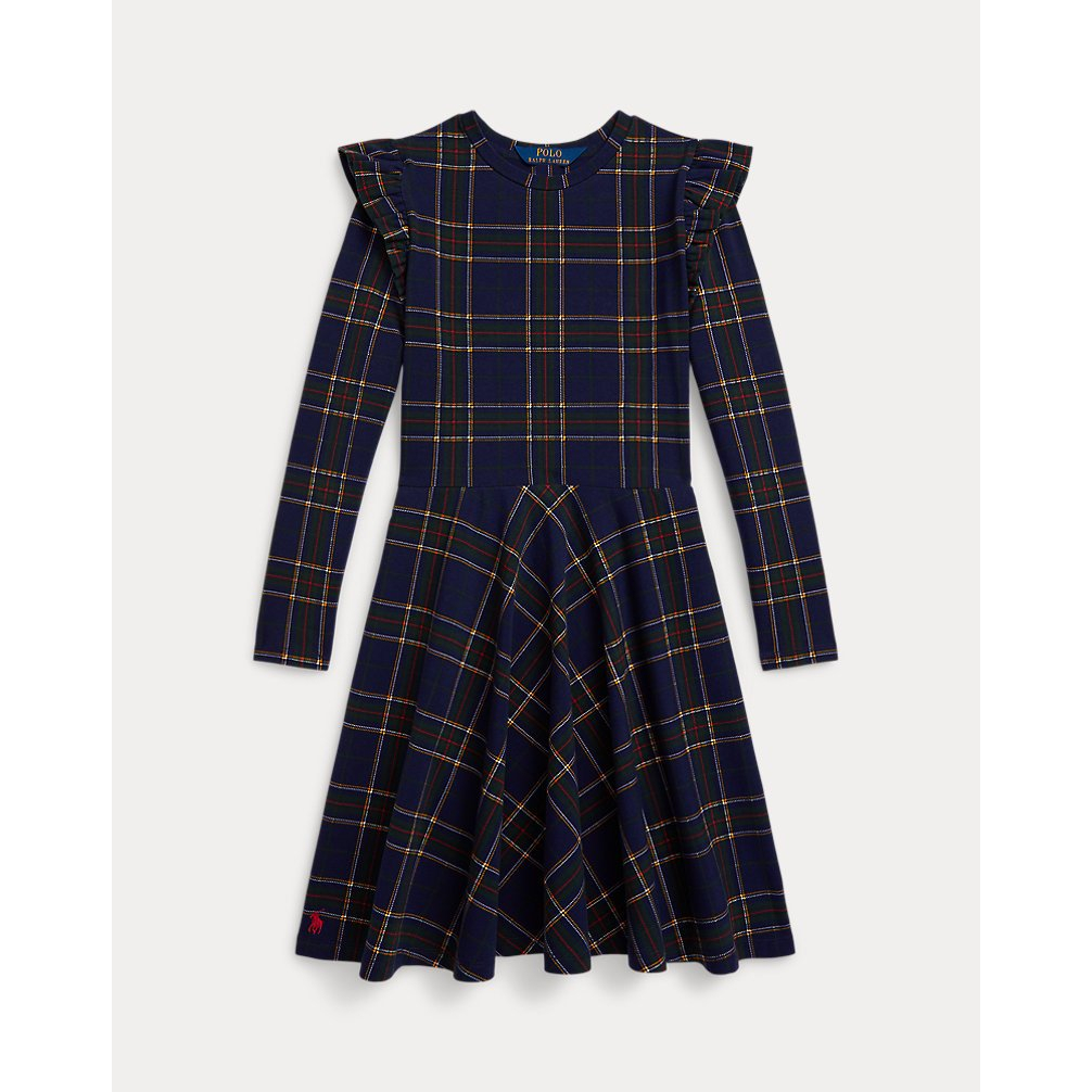 'Plaid Ruffled Stretch Jersey Dress' pour Filles