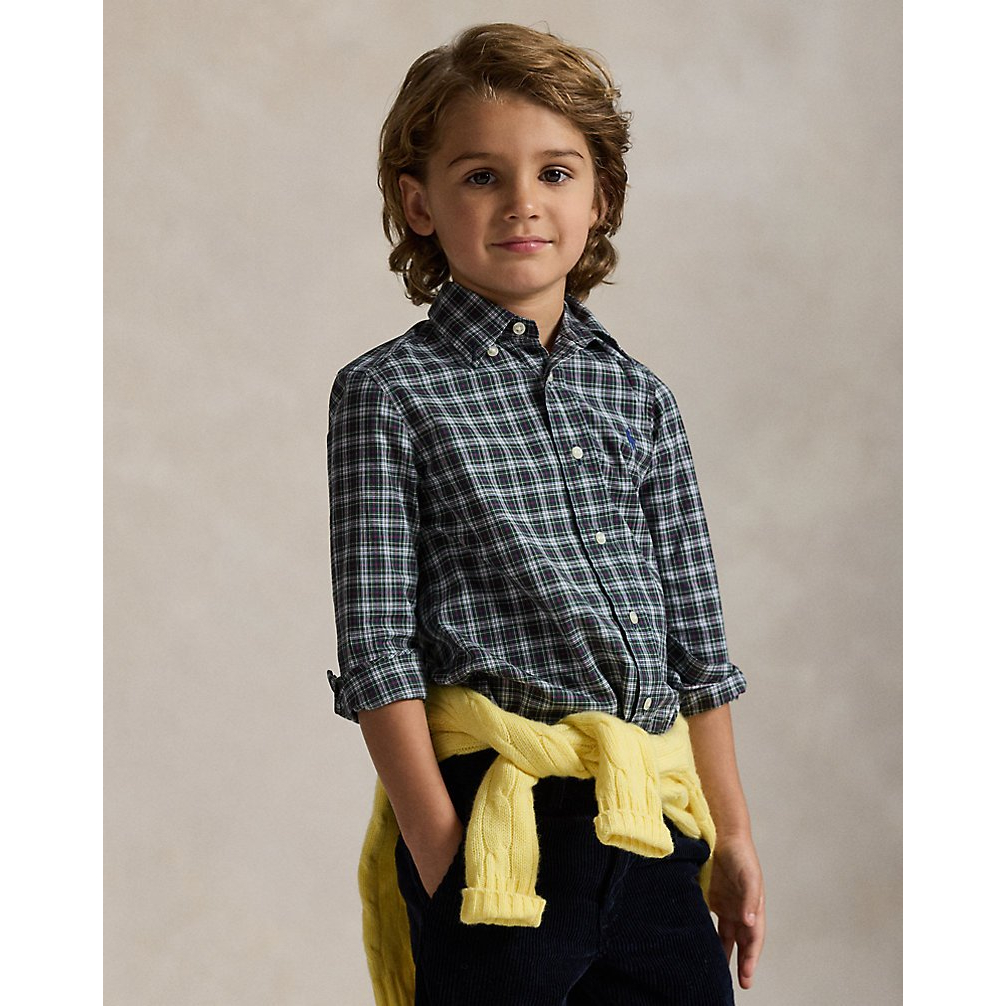'Plaid Cotton Poplin Shirt' pour Garçons