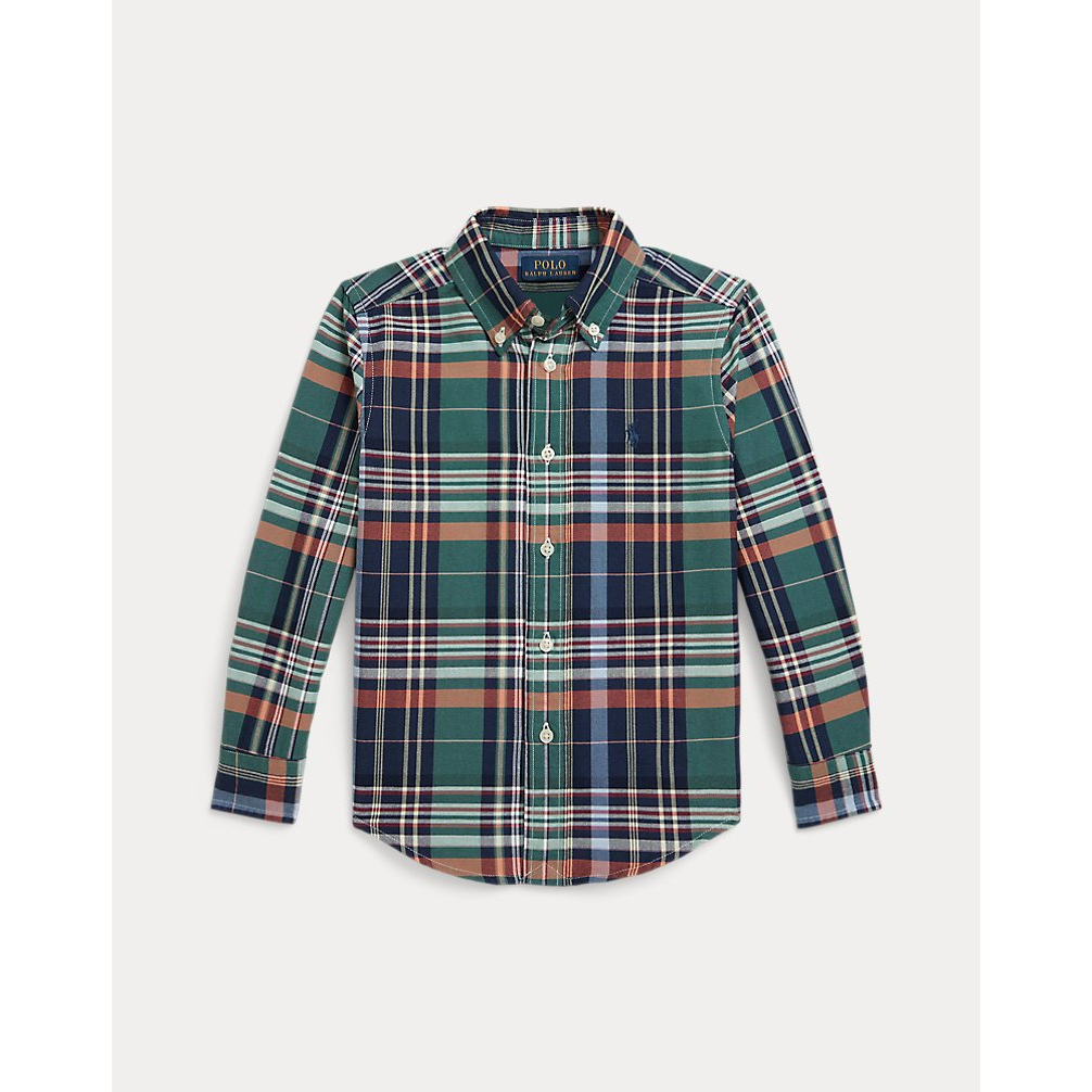 'Plaid Cotton Oxford Shirt' pour Garçons