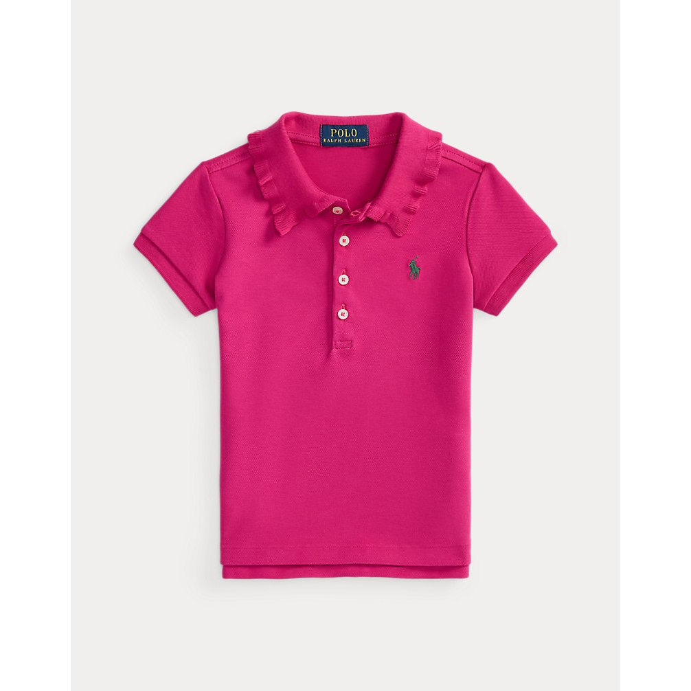 'Stretch Mesh Ruffled Polo Shirt' pour Filles